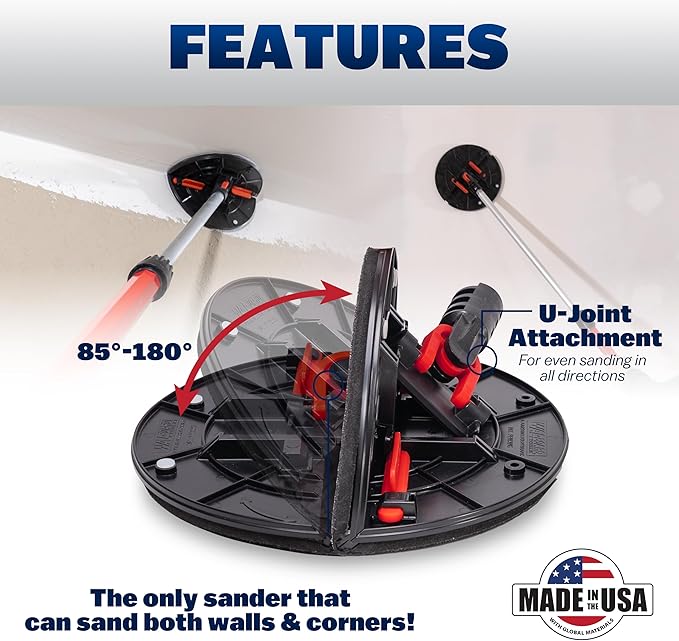 WAL-BOARD TOOLS Folding Radial Drywall Sander, Works with Walls and Corners, Made in the USA, FRSHC