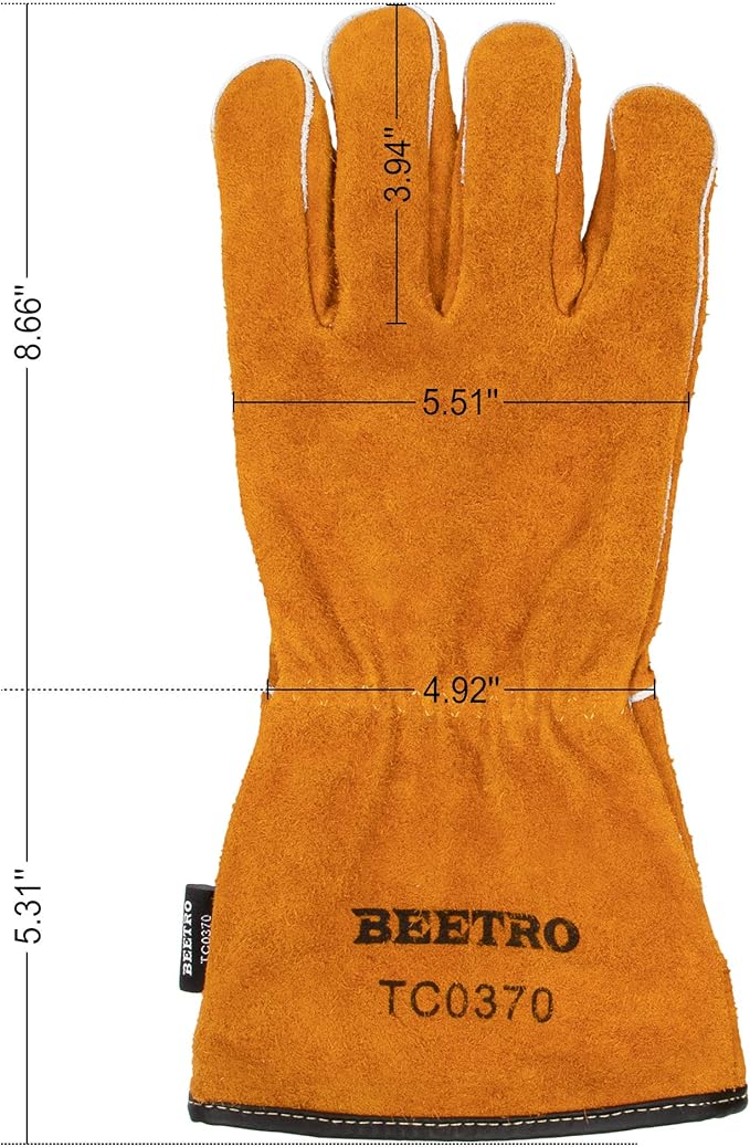 BEETRO Welding Gloves 5 Pairs Cow Leather Forge/Mig/Stick/Tig Welder Heat/Fire Resistant, Mitts for Oven/Grill/Fireplace/Furnace/Stove/Pot Holder/Wood Burner/Animal handling glove with Soft Lining