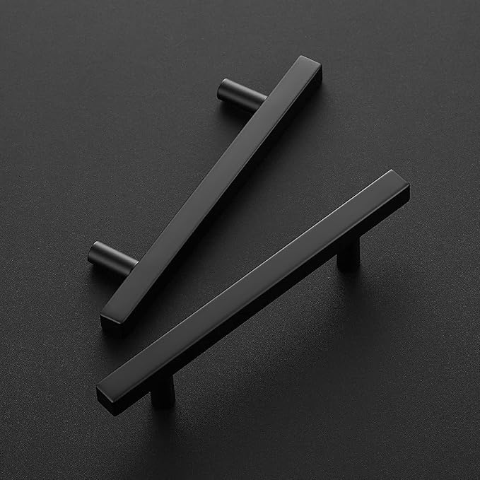 Ravinte Black Cabinet Handles 10 Pack 4-1/2 inch Matte Black Square Cabinet Pulls Kitchen Hardware 7 inch Overall Length Kitchen Drawer Pulls