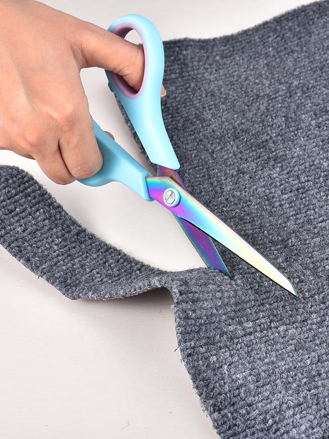 8.5" Multipurpose Office Scissors Heavy Duty, Titanium Coating Sharp Blades, Ergonomic Semi-Soft Rubber Grip, Scissors All Purpose for Sewing, School, Fabric, Art Craft Supplies, 3-Pack