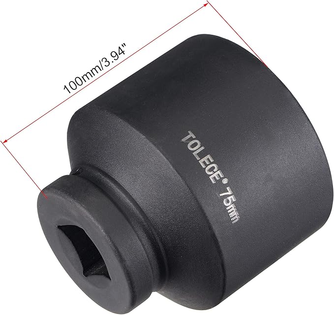 uxcell 1-Inch Drive 75mm 12-Point Impact Socket, CR-MO Steel 100mm Length, Standard Metric Sizes