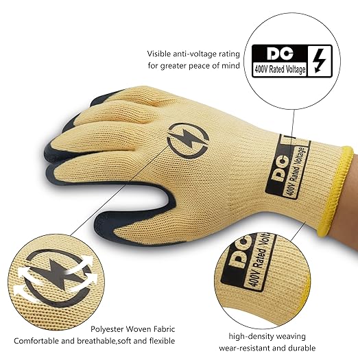10 Pairs Insulated Electrician Gloves 400V Voltage Resistant Gloves Flame Retardant Work, Electrical Rubber Non-slip Texture Design for Electricians Prevent Shock