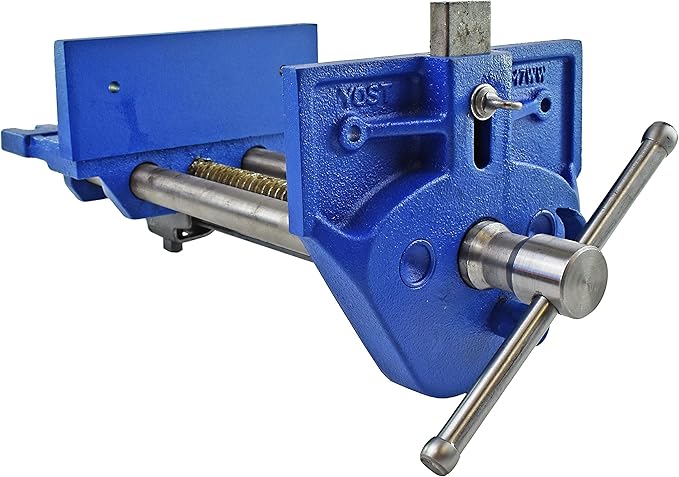 Yost Vises M7WW Rapid Action Woodworking Vise | Quick Release Lever for Quick Adjustments | 7 Inch Jaw Width | Made with Heavy-Duty Cast Iron | Blue