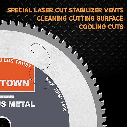 TWIN-TOWN 14-Inch 80 Teeth Metal Steel Cutting Saw Blade for Dry Cutting Mild Steel and Ferrous Metals, 1-Inch Arbor, Cermet Carbide Tipped Up to 5X Longer Life, Compatible with Circular and Chop Saws