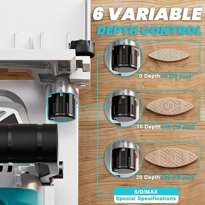 Ecarke Cordless Biscuit Joiner Compatible with Makita 18V Battery,Plate Joiner Kit with 80 wafers & Dust Bag, 11000RPM, 0-90째 Cutting, 6 Depth Settings, for Woodworking & Furniture Making-Tool Only