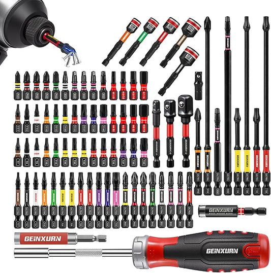 Impact Screwdriver Bits Set, Magnetic S2 Steel Phillips/Square/Torx/Hex 82Pieces Insert Power Bits Tips with Impact Bit Holder and Impact Nut Driver and Rachet Screwdriver Handle