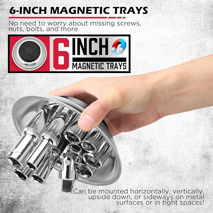 36-Inch Rolling Magnetic Sweeper | 40-Inch Telescoping Magnetic Pickup Tool | Magnetic Trays | 55-Pound Capacity Pick-up Sweeper for Nails, Screws & Metal Debris Workshop Garage Yard (3 Pack)