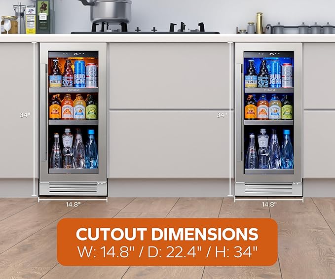 Ca'Lefort Beverage Refrigerator Cooler - 30 Inch 34-54째F Beverage Fridge Glass Door, Drink Fridge Glass Door 3 LED Beverage Cooler Built-in or Freestanding, Perfect for Home/Kitchen(6.0 Cu.ft)