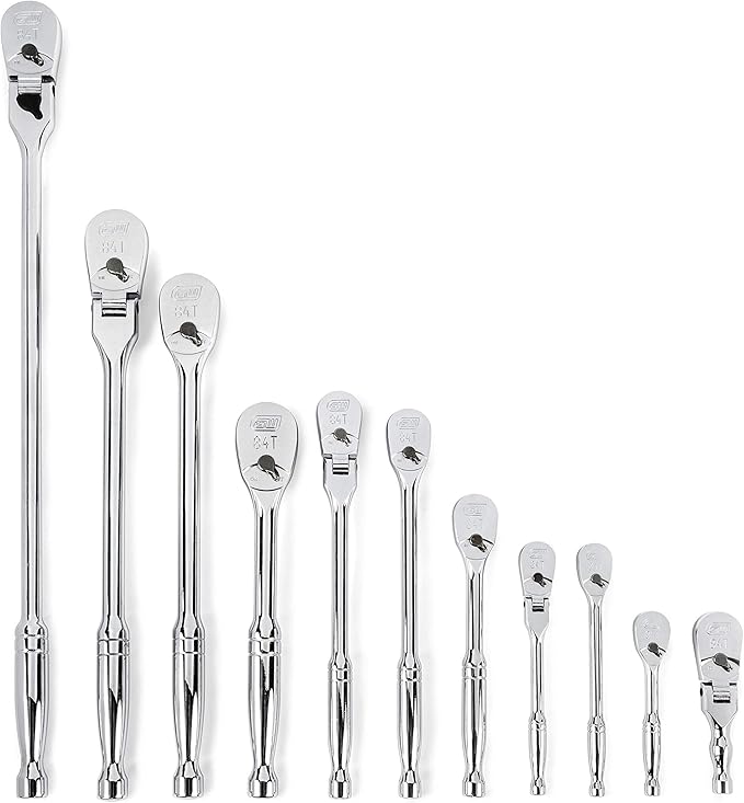 GEARWRENCH 11 Piece 1/4", 3/8" & 1/2" Drive 84 Tooth Mixed Teardrop Ratchet Set - 81296A-07