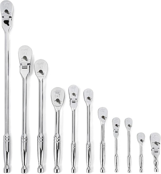 GEARWRENCH 11 Piece 1/4", 3/8" & 1/2" Drive 84 Tooth Mixed Teardrop Ratchet Set - 81296A-07