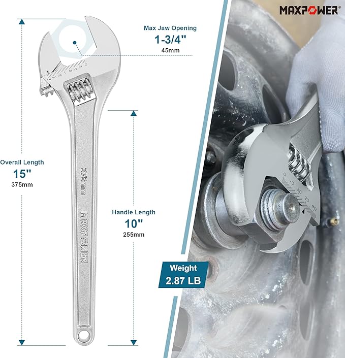 MAXPOWER Adjustable Wrench 15 inch