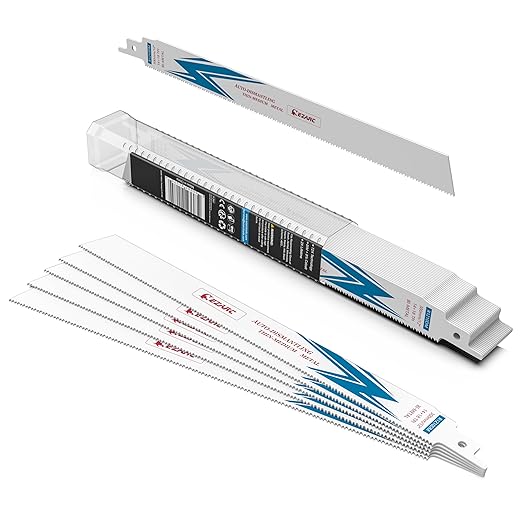 EZARC 25 Pack 12 inch 14+18 TPI Reciprocating Saw Blades for Auto Dismantling Steel Demon Bi-Metal for 1/16-5/16 Medium Metal R1210DM