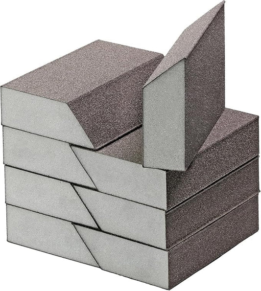 220 Grit Angled Sanding Blocks, Jamiikury Fine Sponge Sand Block Washable and Reusable, Wet & Dry Sandpaper Block for Wood Metal Drywall and Furniture Paint - Pack of 8