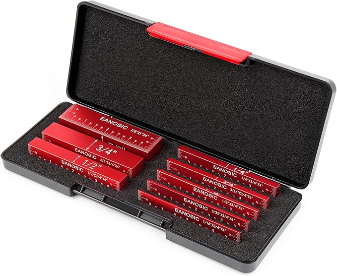 Setup Blocks Height Gauge Set, 8pcs Precision Aluminum Setup Bars for Router and Table Saw Accessories Woodworking Set Up, Bars Include Laser Engraved Size Markings (Extra Long 4 Inch)