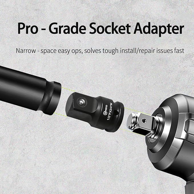 1/2" to 3/4" Industrial Impact Adapter | Cr-V Steel | Heavy-Duty Rotation Converter for Machinery