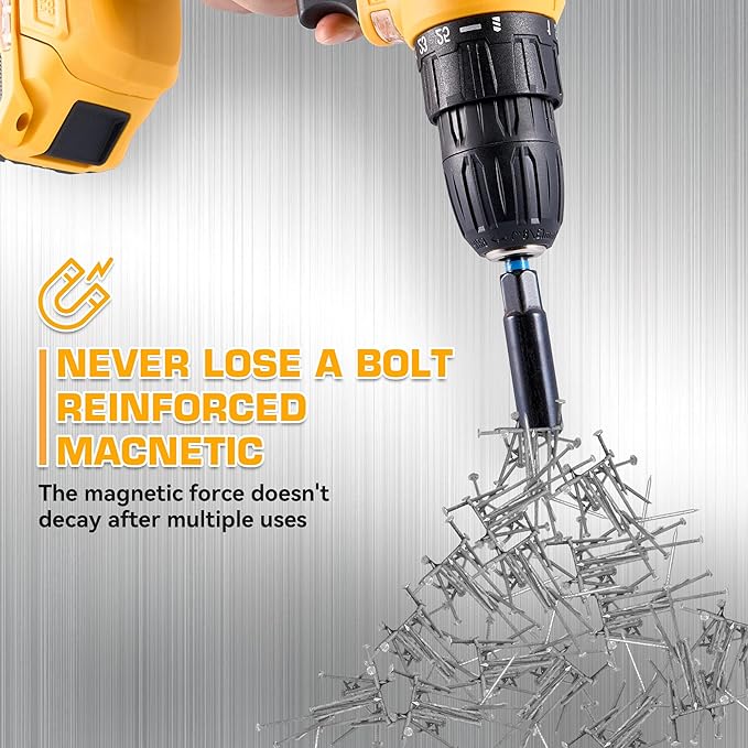 Magnetic Impact Nut Driver Set, Metric & SAE Driver Bit Set with Socket Adapters, Bit Holder, Wing Nut Driver, Universal Sockets, Quick Release Extension, Power Bits