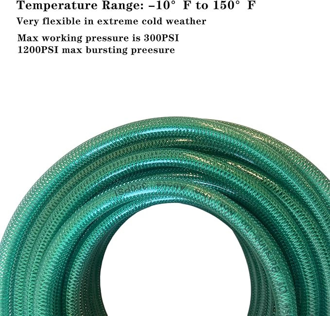 Air Hose 1/4 in x 100 ft, Polyurethane(PU), Reinforced Air Compressor Hose, Lightweight, Kink Resistant with 1/4??Industrial High Flow Quick Coupler and Plug, Bend Restrictors,300 PSI (100FT, Green)