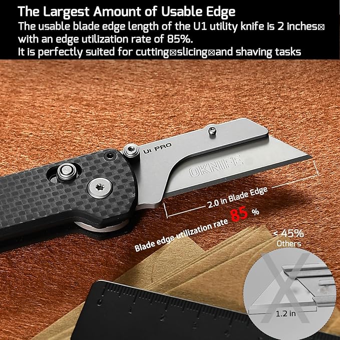 OKNIFE U1 Pro Multitool Folding Utility Knife with Folding Screwdriver, Quick Change Blade, Rail Lock & Pocket Clip for Men Women (Carbon Fiber Black)
