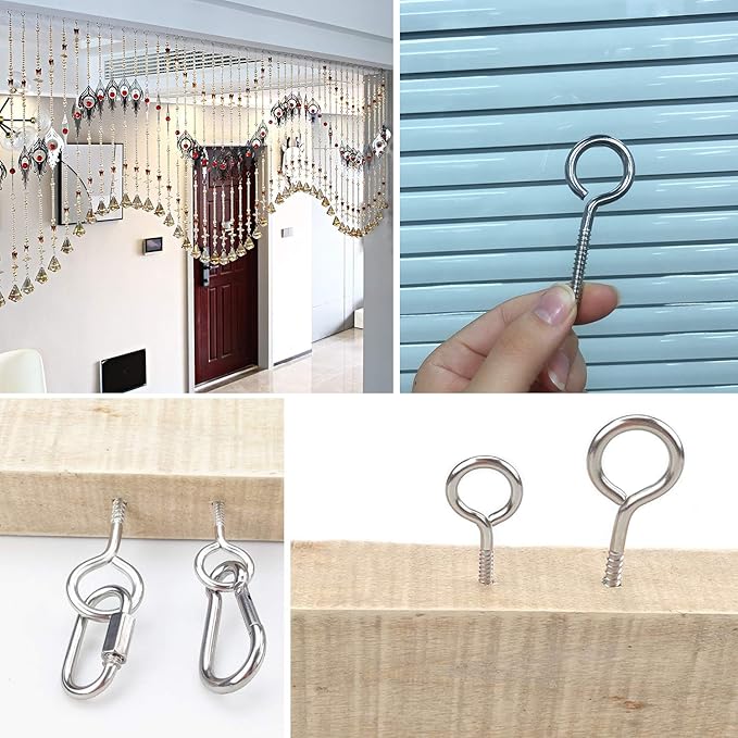 20pcs 2??304 Stainless Screw Eyes Small Eyelet Screws Lag Eyebolt Steel Heavy Duty Hook Duty Lag Thread Eyebolt (20 pcs 2")
