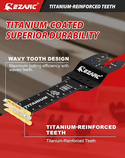 EZARC Titanium Oscillating Saw Blades, Extra-Long Oscillating Multitool Blades for Metal, Wood Nails, Screws Cutting, Plastic, 10 Pack