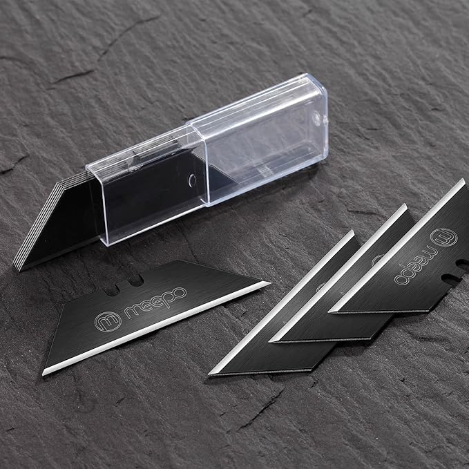 100-Pack Utility Knife Blades, Blackened SK-2 Razor Blades for Box Cutter, Never Rust, Extra Durable