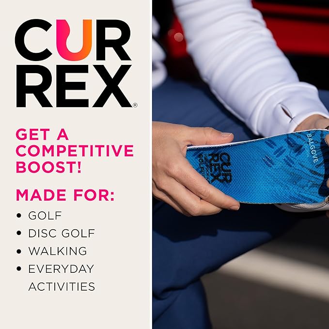CURREX GolfPro Insoles for Golf Shoes ??Arch Support Inserts to Improve Balance, Stability, Comfort & Performance, Help with Foot & Heel Pain Relief ??for Men & Women ??High Arch, Medium