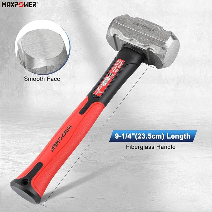 MAXPOWER 2LB Sledge Hammer, 9-1/4" Fiberglass Handle