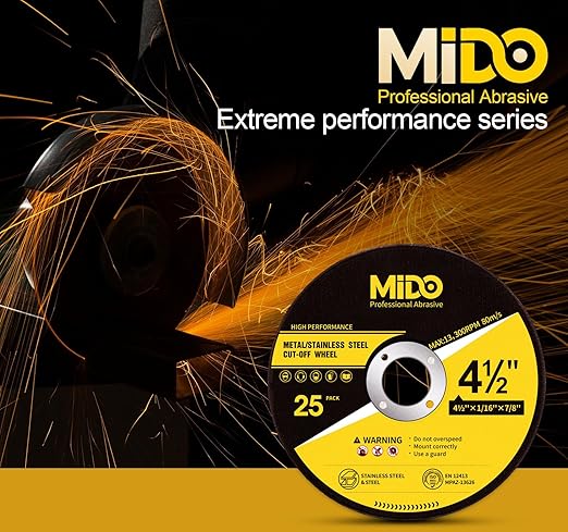 4 1/2 Inch Silver Aluminum Oxide Fine Grit 60 Cut Off Wheels, 25 PCS for Angle Grinder, 4.5 x 1/16 x 7/8 Inch