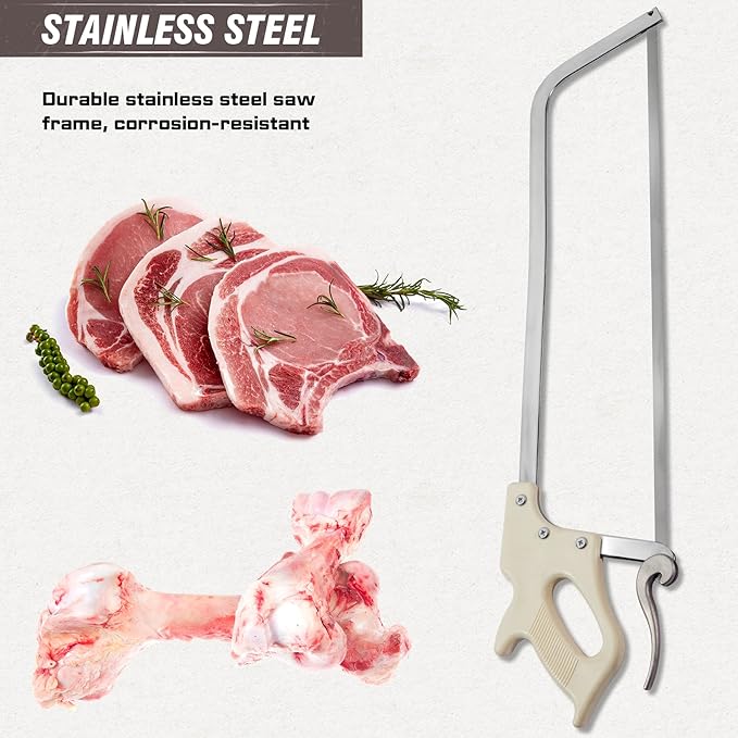 KATA Meat Bone Saw for Butchering: 17.5-inch Hand Saw Butcher Saw for Meat Bone Cutting - Meat Saw for Butchering at Home with SK5 Blade - Handsaws for Meat Processing, Processed Livestock and Game