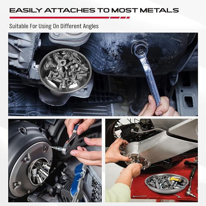 4 Pack Telescoping Magnetic Pickup Tool with 3in 4in 6in Magnetic Parts Trays, Magnet Flexible Spring Stick, Magnet Retrieving Sweeper for Nail, Screws & Metal Debris Workshop Garage