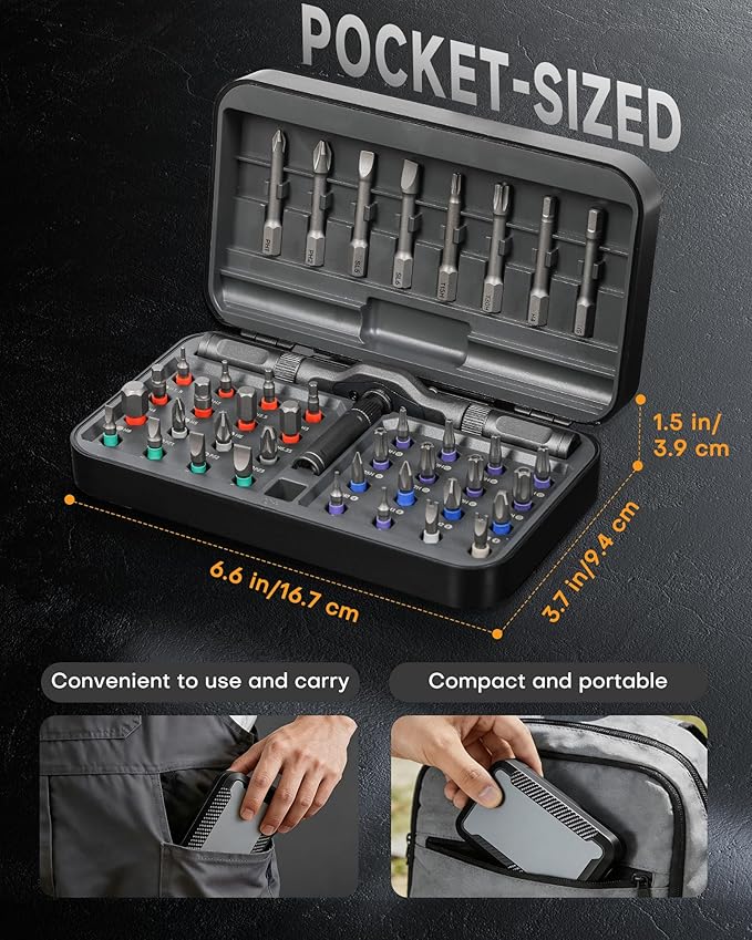 42 in 1 Magnetic Screwdriver Set, T-Handle Ratchet Screwdriver Kits with S2 Steel Bits, Precision Hand Tools for Electronics Repair, DIY Projects, Home Maintenance - Ideal Gift for Men & Women