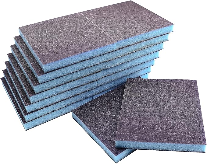 16Pcs 120 Grit Sanding Sponge, Jamiikury Fine Sanding Blocks Washable and Reusable, Wet Dry Sandpaper Sponge for Wood Metal FurniturePaint and Drywall