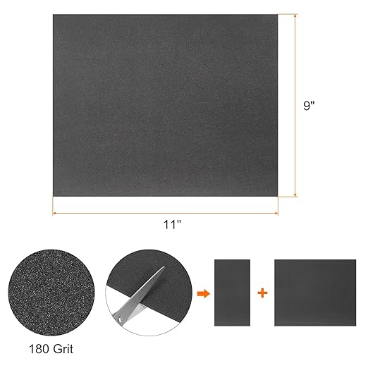 HARFINGTON 50pcs Sandpaper 180 Grit 9 x 11 Inch C-Weight Backing Silicon Carbide Abrasive Wet Dry Sanding Sheets for Wood Finishing, Metal Sanding, Automotive Polishing