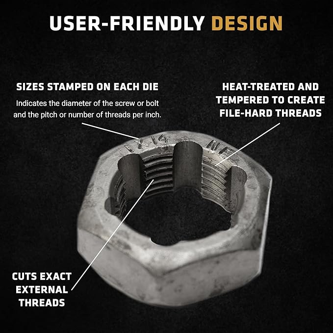 Century Drill & Tool, 98221, 1-14 NF, Hex Die, Precision Cut External Threads, High Carbon Alloy Steel