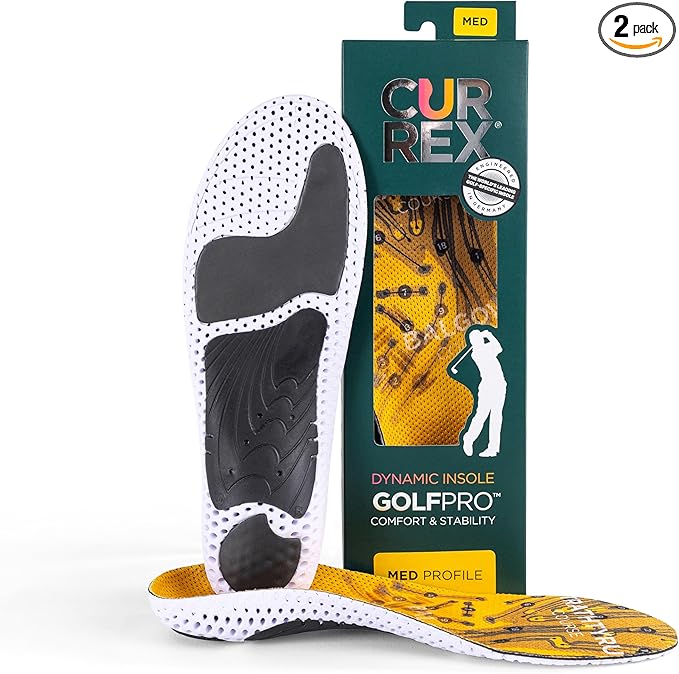 CURREX GolfPro Insoles for Golf Shoes ??Arch Support Inserts to Improve Balance, Stability, Comfort & Performance, Help with Foot & Heel Pain Relief ??for Men & Women ??Medium Arch, XL