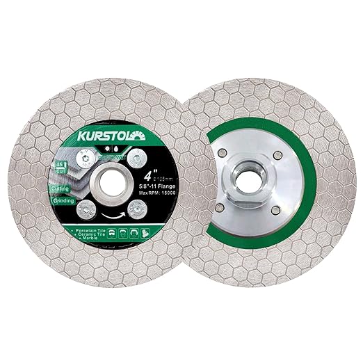 Tile Diamond Saw Blade - 2pcs 4"/105mm Dual-Purpose Diamond Cutting Disc,Angel Grinder Blade Arbor 5/8"-11 Thread for Cutting and Grinding Ceramic Tiles,Porcelain,Granite,Marble