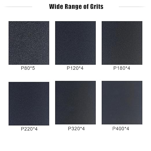 Premium Sandpaper Assortment 9" x 11" - 25 Pcs (80, 120, 180, 220, 320, 400 Grits) Silicon Carbide Wet Dry Sand Paper Sheets - Sanding Automotive, Woodworking Furniture, Metal Finishing
