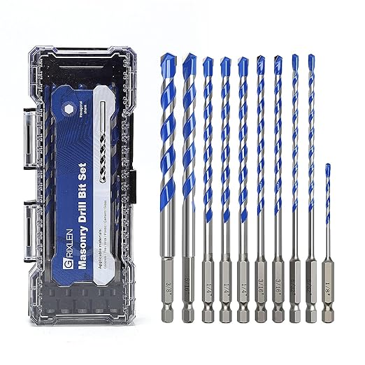 10 Pack 1/8 to 3/8 inch Masonry Drill Bit Set,Concrete Drill Bit Set with Hex Shank,Carbide Tip Drill Bits for Concrete, Cement,Tile,Brick, Plastic and Ceramic (1/8" - 3/8"竊?0 Pcs竊?