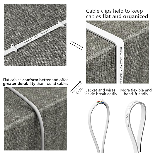 Jadaol Cat 6 Ethernet Cable 60 ft, 10Gbps Support Cat8 Cat7 Network, Flat RJ45 LAN Patch Cable, High-Speed Wired Internet Cable for Router, Modem, Switch, Gaming Consoles, PC, Streaming Devices, White