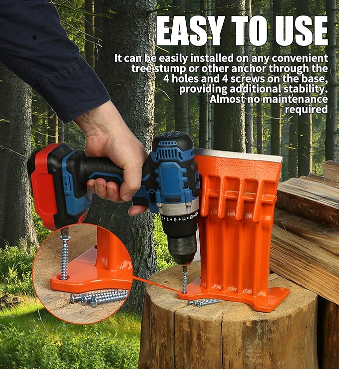 Firewood Kindling Log Wood Splitter ??No Axe! Wedge Point Splits Firewood, 6 Inch, Orange with Safety Cover