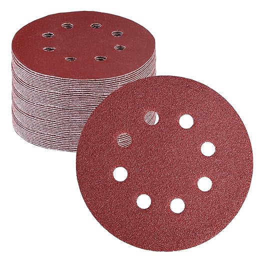 WORKPRO 50-Piece 60 Grit Sanding Discs - 5-Inch 8-Hole Hook and Loop Sandpaper for Random Orbital Sander (Not for Oscillating Tools or Mouse Sander)