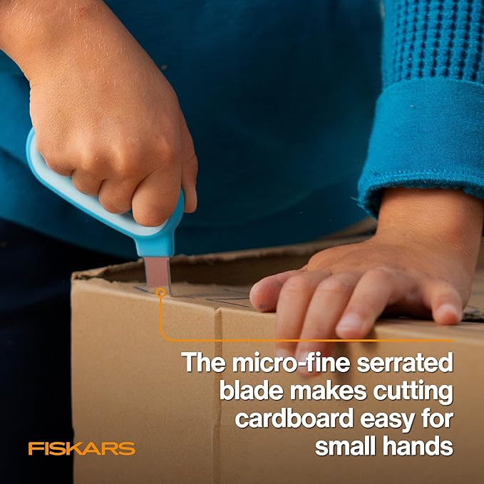 Fiskars Kids Cardboard Creator ??Safer Cardboard Cutting Tool with Ergonomic SoftGrip Handle, For Craft and School Supplies, 5 inches