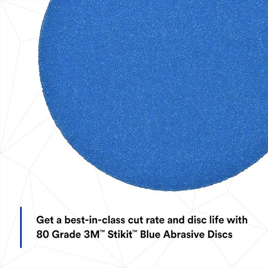 3M Stikit Blue Abrasive Disc Roll 36265, No Hole, Coating Removal, Body Repair, 80 Grade, 5 in, 50 Discs/Roll