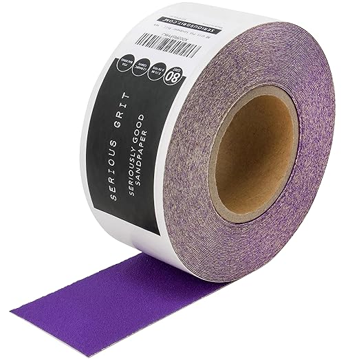 Serious Grit 80 Grit Ceramic Grain PSA Sandpaper Roll - Heavy-Duty Stickyback Adhesive Longboard Sanding Roll - 2.75 Inch x 20 Yard Continuous Sand Paper for Wood, Metal, Autobody, Paint, Air Sanders