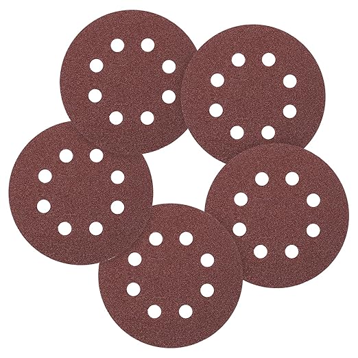 90 Pack 5 Inch Sanding Disc 40 Grit 8 Hole Round Hook and Loop Sandpapers Fit for Orbital Sander Automotive or Cars Repairing, Grinding or Polishing, Red