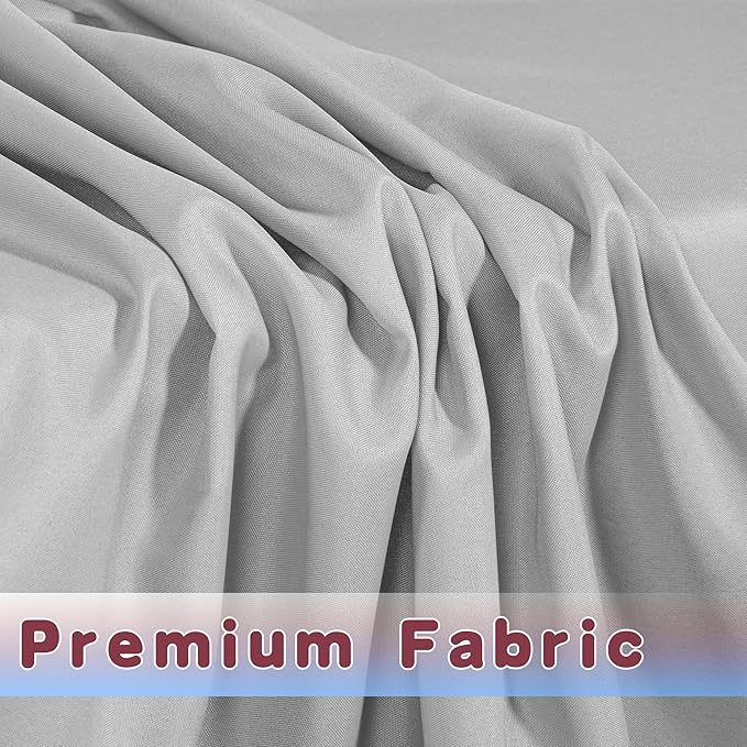 HolidayIdeas Fitted Silver Grey Table Covers - 96 x 30 Inch - 2 Pack Rectangle Tablecloths for 8 Foot Folding Tables, Polyester Fabric Tablecloth for Parties, Farmers Market, Trade Show