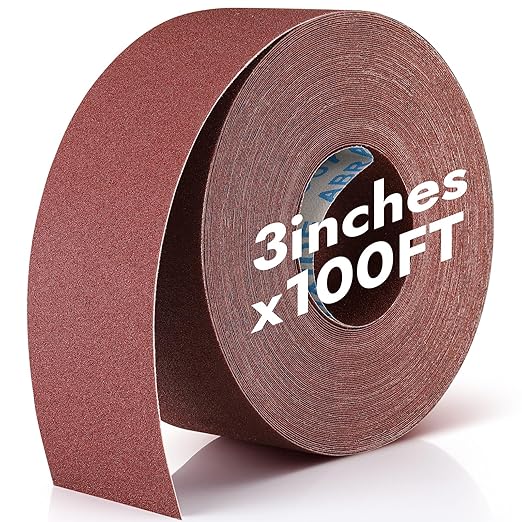 120 Grit Sandpaper Roll 3''x100 ft Long Emery Cloth Sand Paper Roll Aluminum Oxide Abrasive Sanding Belt for Drum Sander Sandpaper Continuous Wood Furniture Wet and Dry Sanding