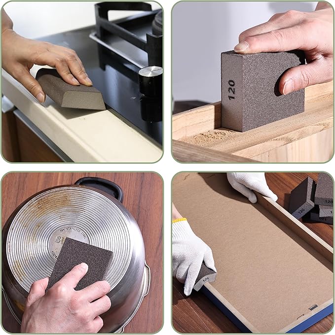 Bates- Sanding Sponge, 8 pcs, 120 Grit, Washable and Reusable, Sandpaper Block, Sanding Blocks for Wood, Sanding Pad, Drywall Sanding Block, Drywall Sanding Sponge