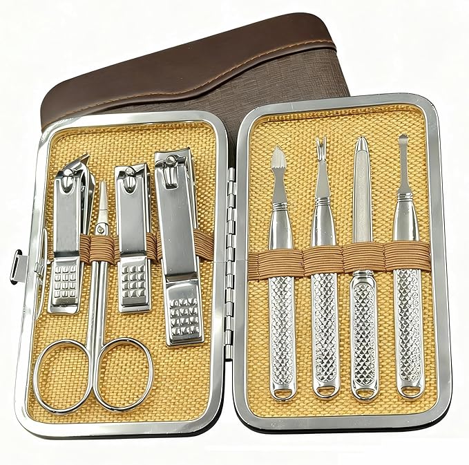 Manicure Set Men Personal Care Tools Accessories Finger Nail Clippers Kit Professional Manicure Pedicure Kit with Travel Case Nail Grooming Kit Present for Men Women Stocking Stuffers