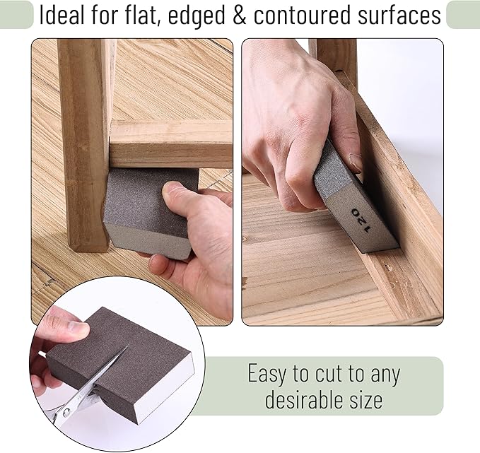 Bates- Sanding Sponge, 8 pcs, 120 Grit, Washable and Reusable, Sandpaper Block, Sanding Blocks for Wood, Sanding Pad, Drywall Sanding Block, Drywall Sanding Sponge